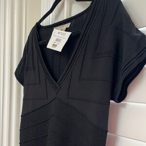 Macy's Black Sheath Mini Dress Crew Neck Short Sleeve